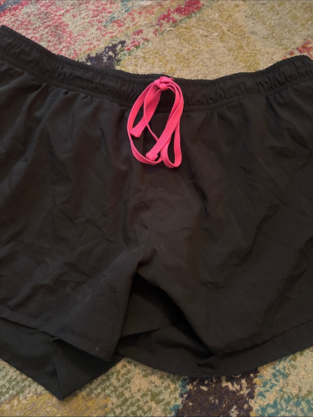 Old Navy Black Athletic Shorts with Hot Pink Drawstring